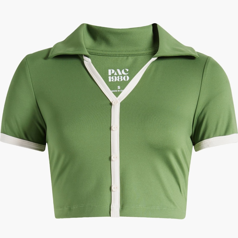 PAC 1980 active polo On Par Green Cropped Top